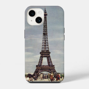 Funda Para iPhone 14 Turistas Vintage en la Torre Eiffel, Vacaciones en