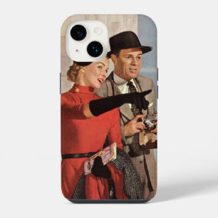 Funda Para iPhone 14 Turistas Vintage en la Torre Eiffel, Vacaciones en