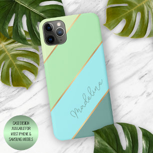 Funda Para iPhone 16 Pro Max Turquesa azul aguamarina verde menta rayada person