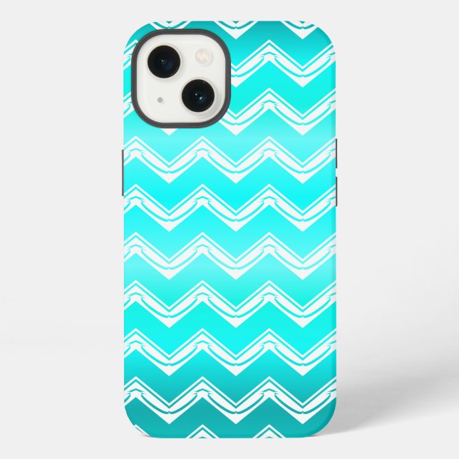 Funda Para iPhone Turquesa y modelo blanco de Chevron (Reverso )