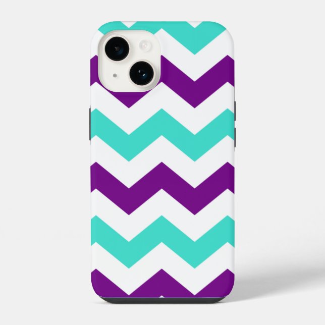 Funda Para iPhone Turquesa y morado zigzag (Reverso )