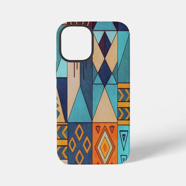 Funda Para iPhone Turquoise & Orange Patchwork  (Reverso )