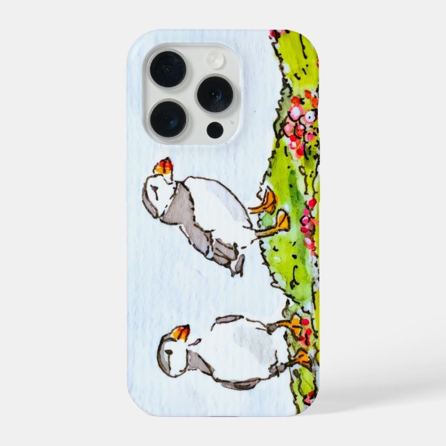 Funda Para iPhone Two Puffins (Reverso )