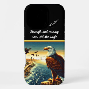 Funda Para iPhone 16 Pro Max Un águila majestuoso domina una puesta de sol en l