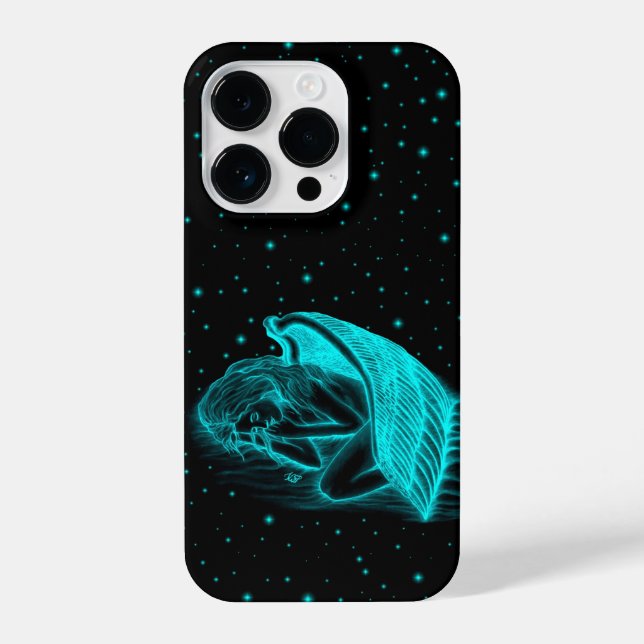 Funda Para iPhone Un ángel dormido de diseño negro y verde (Reverso )