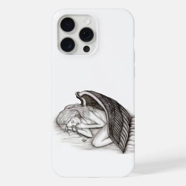 Funda Para iPhone Un ángel dormido, diseño blanco y negro (Reverso )