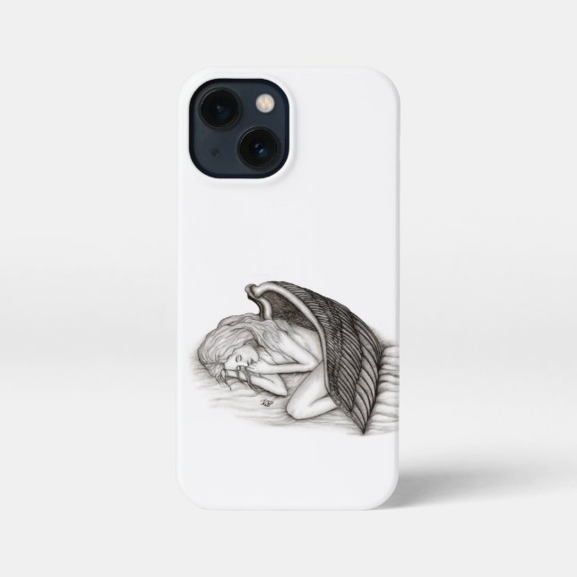 Funda Para iPhone Un ángel dormido, diseño blanco y negro (Reverso )