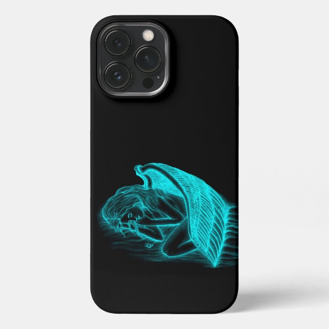 Funda Para iPhone Un ángel durmiente con diseño verde y negro (Reverso )