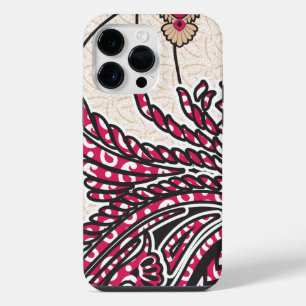 Funda Para iPhone 14 Pro Max Un diseño decorativo de paisley con rojo y pin vív