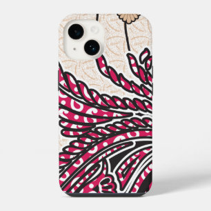 Funda Para iPhone 14 Un diseño decorativo de paisley con rojo y pin vív