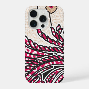 Un diseño paisley decorativo con rojo y pin vívido
