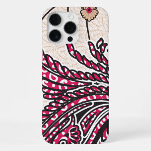 Funda Para iPhone 16 Pro Max Un diseño paisley decorativo con rojo y pin vívido