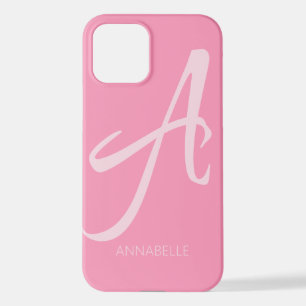 Funda Para iPhone 12 Un estuche para iPhone rosa personalizado monogram