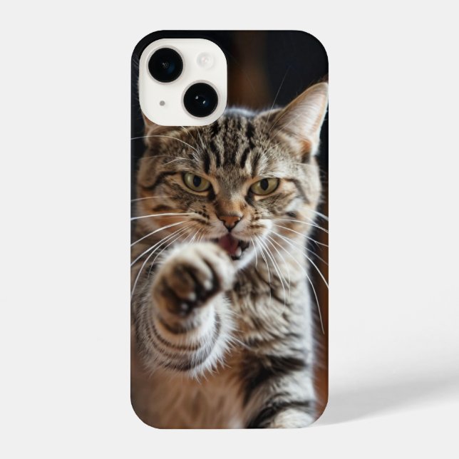 Funda Para iPhone Un gato chiflado lanzando un puñetazo (Reverso )