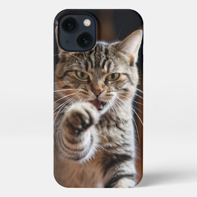 Funda Para iPhone Un gato chiflado lanzando un puñetazo (Reverso )