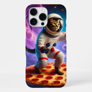 Funda Para iPhone 16 Pro Max Un Gato Gracioso Volando Un Astronauta De Pizza En