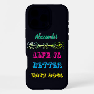 Funda Para iPhone 16 Pro Max ¡Un mensaje vibrante para los amantes del perro!