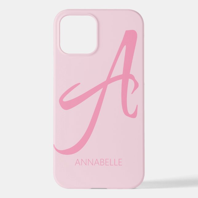 Funda Para iPhone Un monograma rosa personalizado (Reverso )