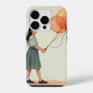 Funda Para iPhone 14 Pro Una chica coreana sosteniendo un globo