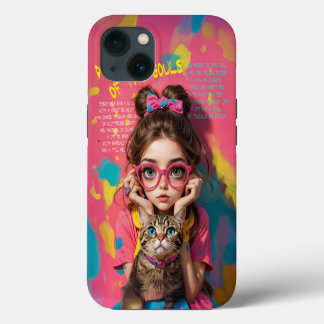 Una Chica y su Ilustracion de anime, un gato.