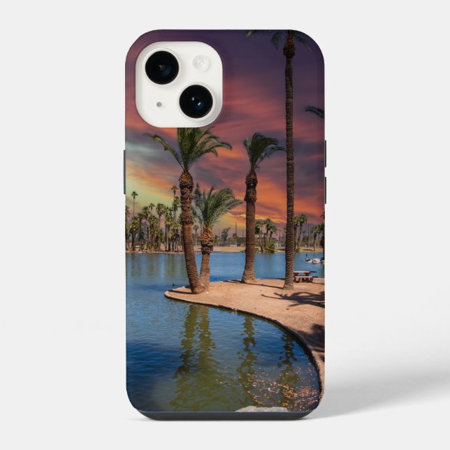 Funda Para iPhone una dramática puesta de sol en el parque Encanto (Reverso )