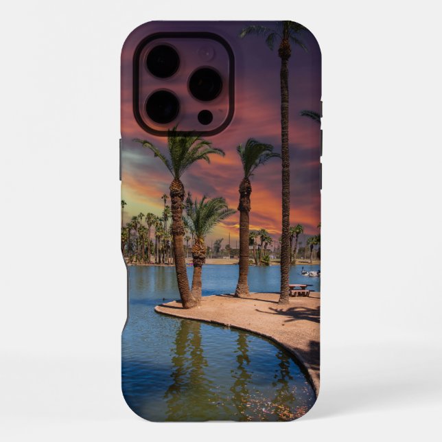 Funda Para iPhone una dramática puesta de sol en el parque Encanto (Reverso )
