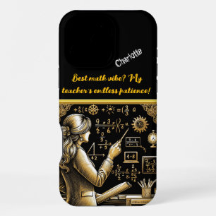 Funda Para iPhone 16 Pro Max Una mujer explica ecuaciones complejas en un aula