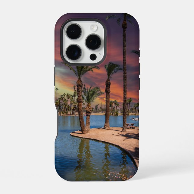 Funda Para iPhone una puesta de sol dramática en Encanto Park (Reverso )