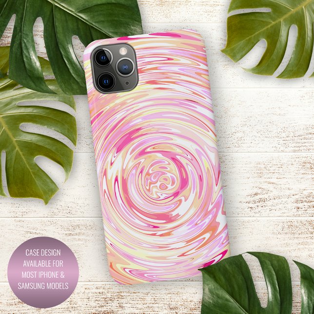 Funda Para iPhone Único Naranja amarillo soleado Rubor Arte de Swirl (Subido por el creador)