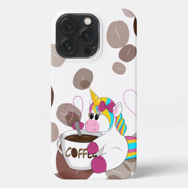 Funda Para iPhone Unicorn with Coffee  (Reverso)