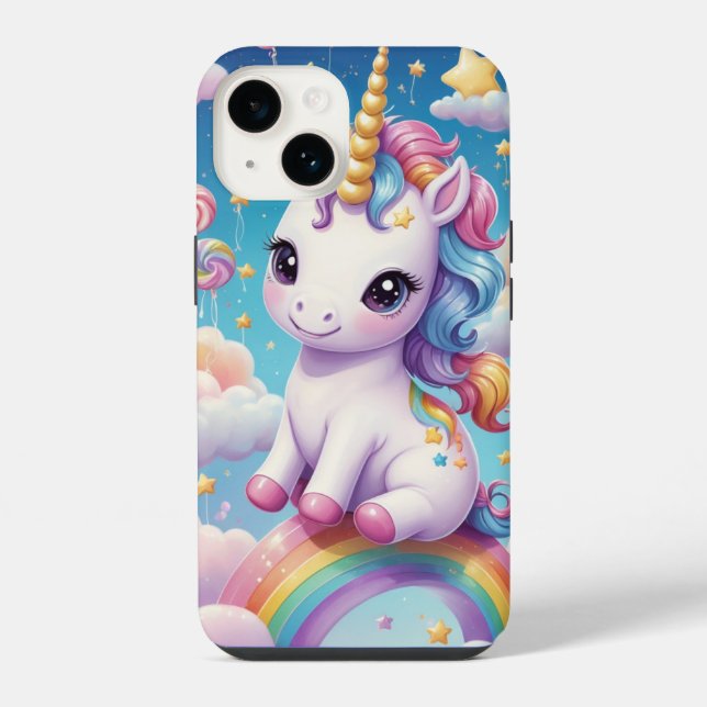 Funda Para iPhone Unicornio Arcoíris (Reverso )
