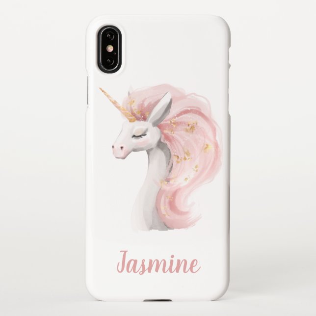 Funda Para iPhone Unicornio con tu nombre (Reverso)