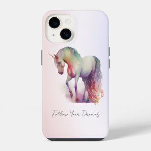 Funda Para iPhone 14 Unicornio de Magenta Purpúreo Mágico con Degradado