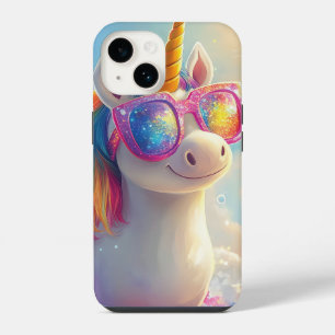 Funda Para iPhone 14 Unicornio Lindo con Gafas de Sol: Mágico y Diverti