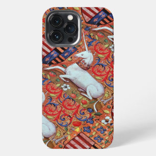 FUNDA PARA iPhone 13 PRO MAX UNICORNIO Y FLORES DE FANTASÍA MEDIEVAL, MOTIVOS F