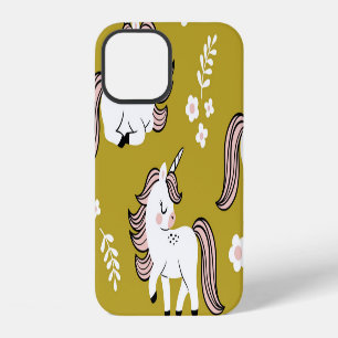 Funda Para iPhone 12 Unicornios para bebés, flores, patrón de cosecha a