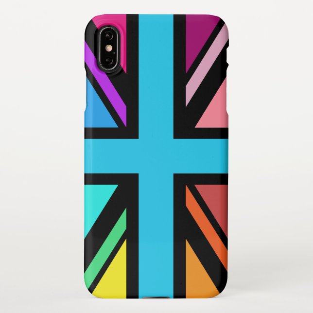 Funda Para iPhone Unión Jack/Bandera Multicolorizado+Diseño Negro (Reverso)