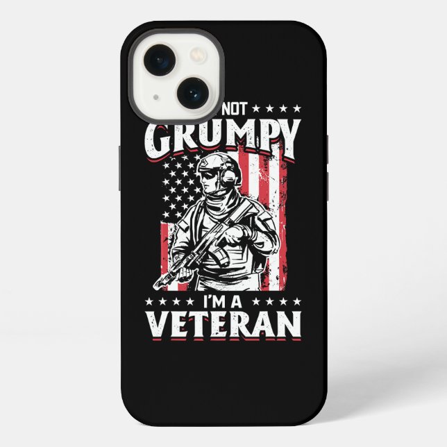 Funda Para iPhone US Flag Im not Grumpy im a Veteran 115 (Reverso )