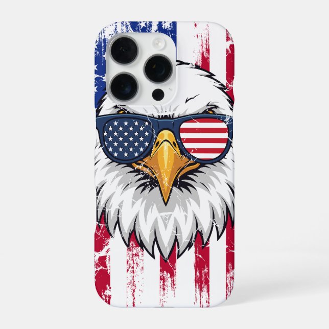 Funda Para iPhone USA Flag And American Bald Eagle Grunge (Reverso)
