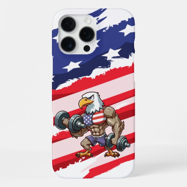 Funda Para iPhone USA/patriotic weightlifting bald eagle (Reverso )