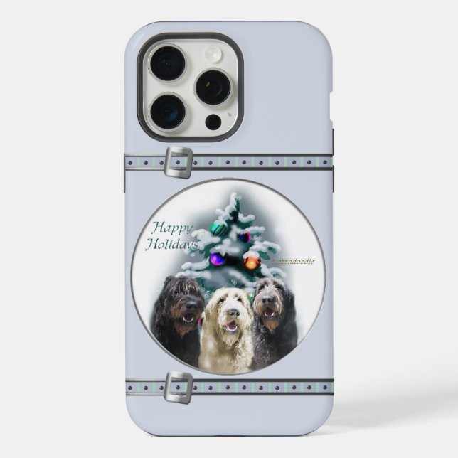 Funda Para iPhone Vacaciones de Labradoodle Trio Cute Blue Navidades (Reverso )