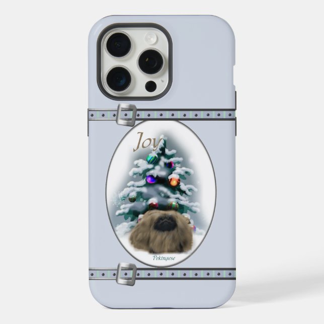 Funda Para iPhone Vacaciones de los Navidades Azules Pekingeses (Reverso )