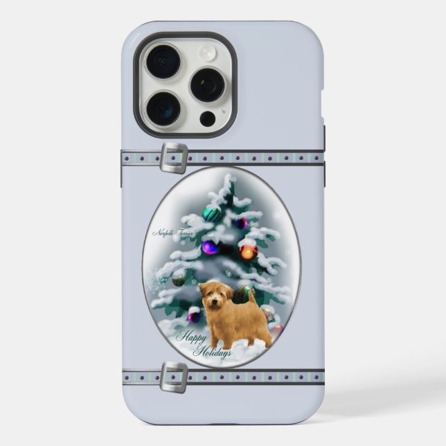 Funda Para iPhone Vacaciones de Norfolk Terrier Cute Blue Navidades (Reverso )