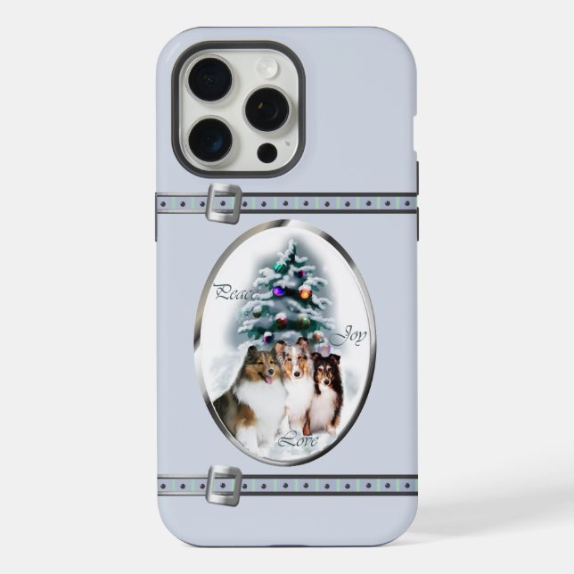 Funda Para iPhone Vacaciones de Sheltie Cute Blue Navidades (Reverso )