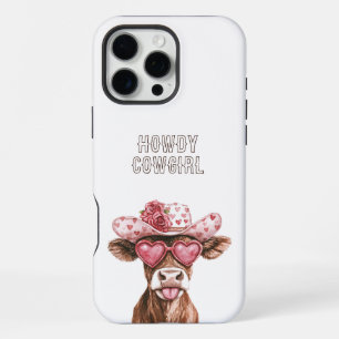 Funda Para iPhone 16 Pro Max Vacas Corazones Vaquerita Marrón Rosa Cocoa