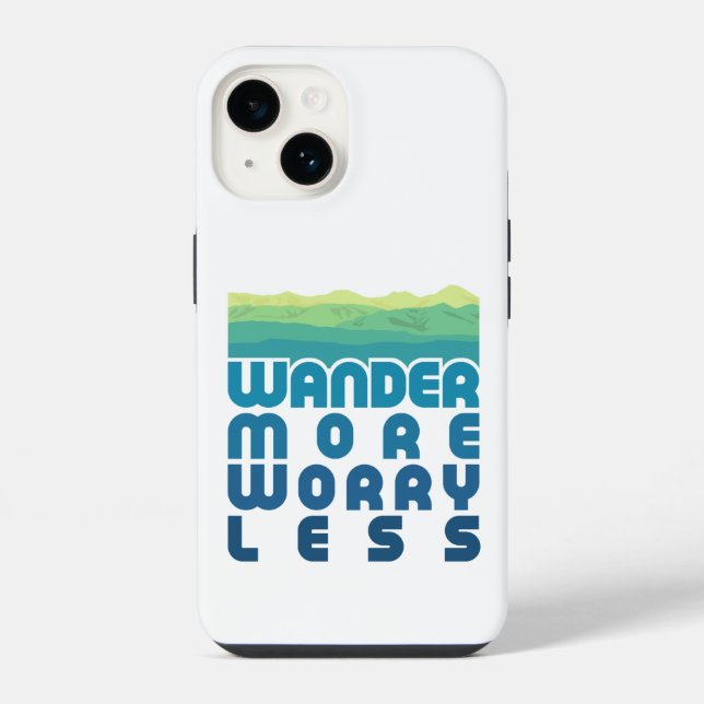 Funda Para iPhone Vaga Más Preocúpate Menos/gradiente azul (Reverso )