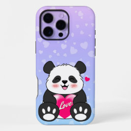 Funda Para iPhone 16 Pro Max Valentine Panda en el amor Bubblegum