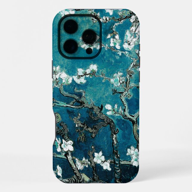 Funda Para iPhone Van Gogh Almond Blossoms Oscuro Verde azulado (Reverso )