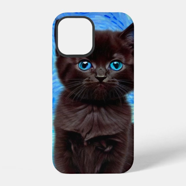 Funda Para iPhone Van Gogh Noche Estrellada Gato Negro (Reverso )