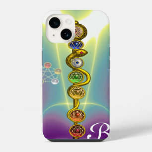 FUNDA PARA iPhone 14 VARA DE ASCLEPIO 7 CHAKRAS, YOGA, ENERGÍA ESPIRITU